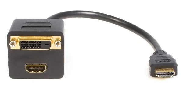 POWERTECH αντάπτορας HDMI σε HDMI & DVI CAB-H168, 4K/30Hz, 30cm, μαύρος CAB-H168