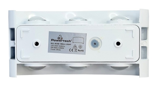 POWERTECH LED φωτιστικό τοίχου HLL-0160, 6W, 4000K, 480lm, IP65, λευκό HLL-0160