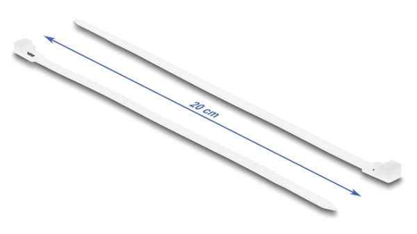 DELOCK reusable δεματικά καλωδίων 18642, 200x4.8mm, λευκά, 100τμχ 18642