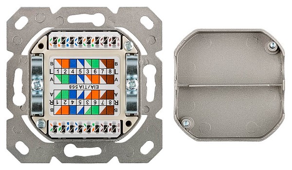 GOOBAY επιτοίχια πρίζα CAT 6a 68572, 2x RJ45, 80x80mm, λευκή 68572