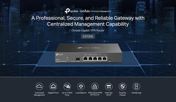 TP-LINK Gigabit VPN Router ER7206, 5x Gigabit & 1x SFP port, Ver. 1.0 ER7206