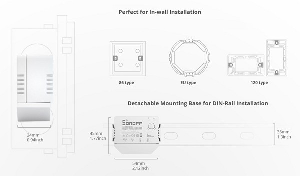SONOFF smart διακόπτης ZBMINI-L, 1-gang, ZigBee 3.0, λευκός ZBMINI-L