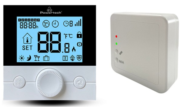 POWERTECH ψηφιακός θερμοστάτης χώρου PT-1048, αερίου, RF, Wi-Fi, μαύρος PT-1048
