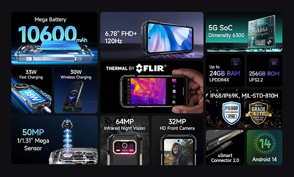 ULEFONE smartphone Armor 27T Pro, 6.78, 12/256GB, 5G, IP68/IP69K, μαύρο ARMOR27TPRO-BK