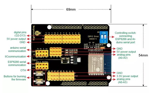 KEYESTUDIO ESP13 shield serial port module KS0366 για Arduino KS0366