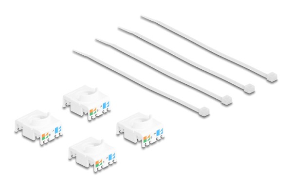 DELOCK Keystone module 86051, RJ45 σε LSA, Cat.6A UTP, λευκό, 4τμχ 86051