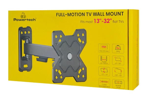 POWERTECH επιτοίχια βάση PT-1277 για τηλεόραση 13-32, full motion, 20kg PT-1277