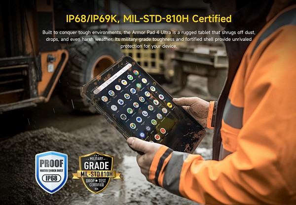 ULEFONE tablet Armor Pad 4 Ultra, 10.36, 8/256GB, 11800mAh, IP68/IP69K, 5G, μαύρο ARMORPAD4ULTRA-BK