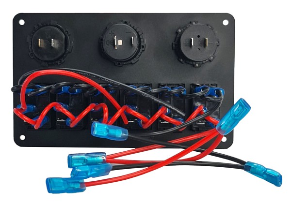 POWERTECH πάνελ σκαφών & οχημάτων PTL-020, πρίζα 12V/2x USB/6x διακόπτες PTL-020