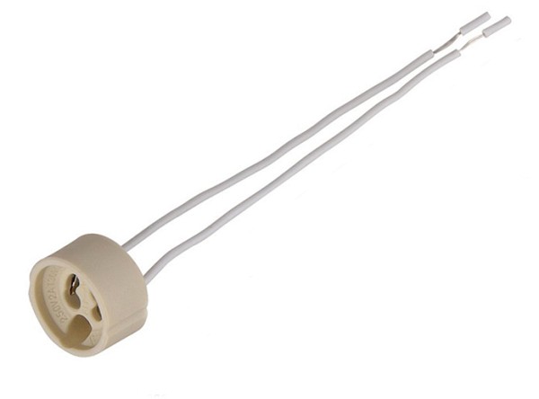 Ντουί λάμπας GΖ10/GU10 με καλώδια DX-100A, 250V 2A, κεραμικό, λευκό DX-100A