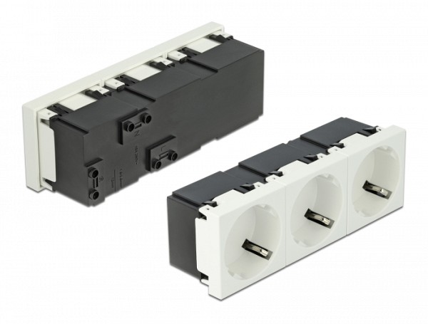 DELOCK τριπλό module πρίζας ρεύματος Easy 45 81323, 45°, 45x45mm, 5τμχ 81323