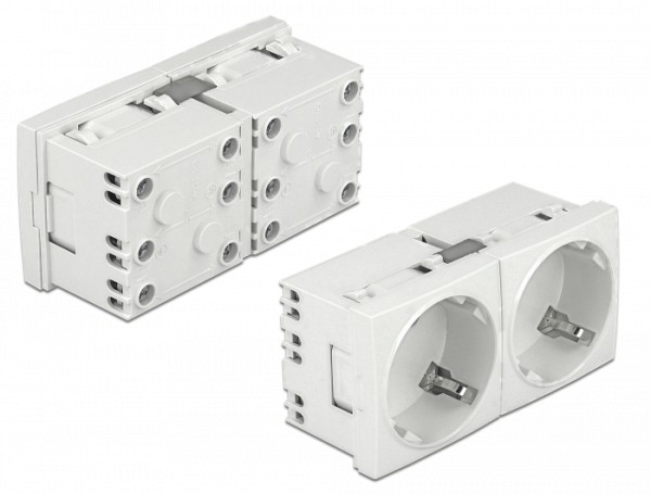 DELOCK διπλό module πρίζας ρεύματος Easy 45 81325, 45°, 45x45mm, 5τμχ 81325