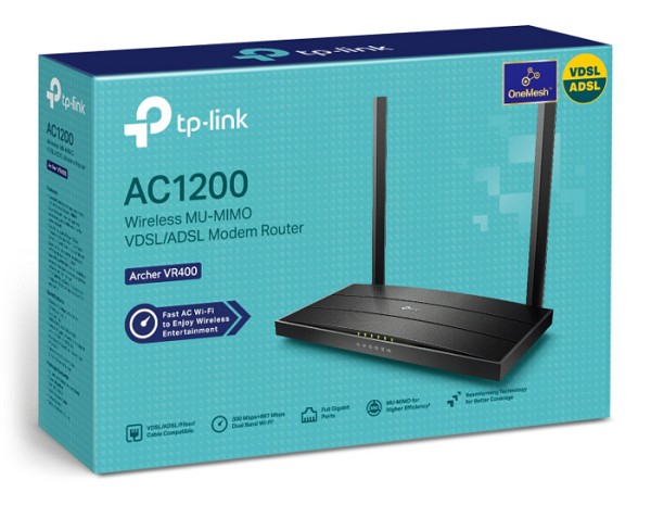 TP-LINK Modem/Router Archer VR400, VDSL/ADSL, 1200Mbps AC1200, Ver. 3.0 ARCHER-VR400