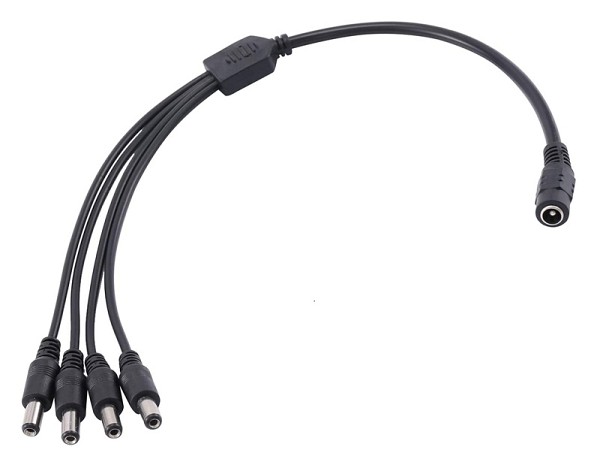 FOLKSAFE splitter DC1F4M, 1 θηλυκό σε 4 αρσενικά, 5.5x2.1mm, 4τμχ FS-DC1F4M