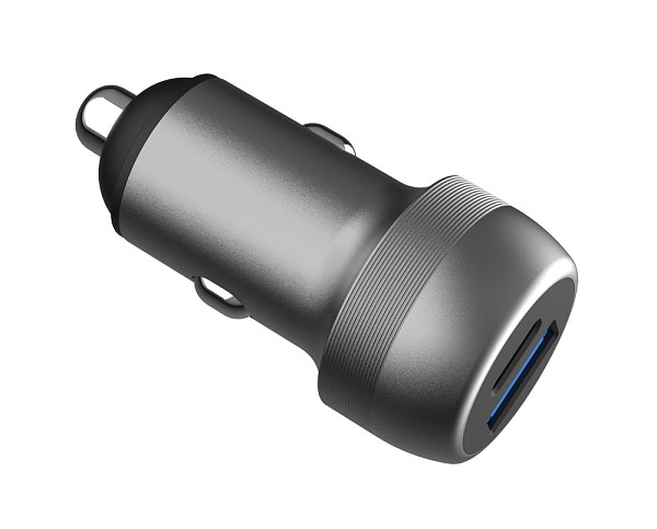 POWERTECH φορτιστής αυτοκινήτου PT-1148, USB & USB-C, 89W PD & QC, γκρι PT-1148
