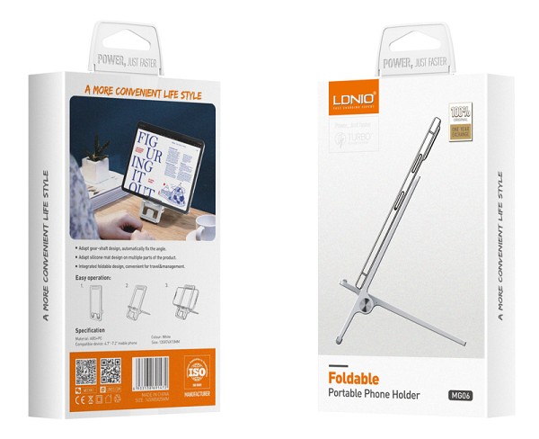 LDNIO βάση smartphone MG06, foldable, 4.7-7.2, λευκή 6933138691472