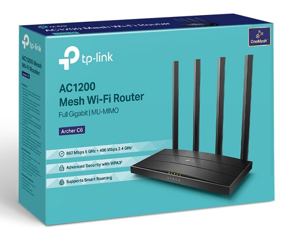 TP-LINK Router Archer C6, Wi-Fi 1200Mbps AC1200, MU-MIMO, Ver. 4.0 ARCHER-C6-V4