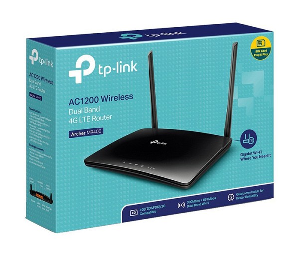 TP-LINK router Archer MR400, 4G LTE, Wi-Fi 1200Mbps AC1200, Ver. 2.0 ARCHER-MR400