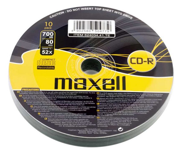 MAXELL CD-R 624034-41, 700ΜΒ, 80min, 52x speed, spindle pack 10τμχ 624034-41-TE