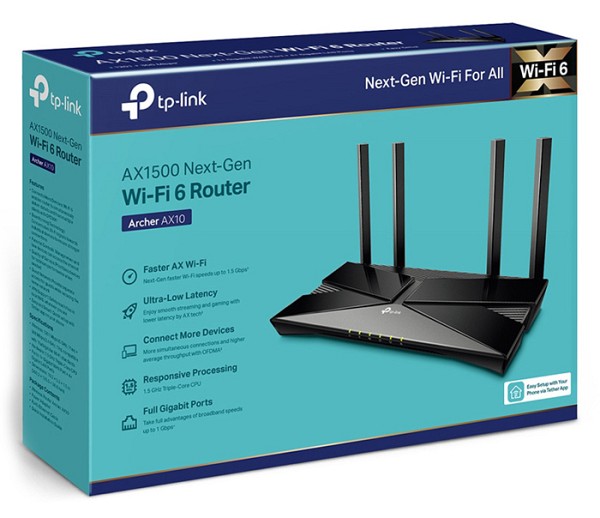 TP-LINK Router Archer AX10, Wi-Fi 6, 1500Mbps AX1500 Dual Band, Ver. 1.0 ARCHER-AX10