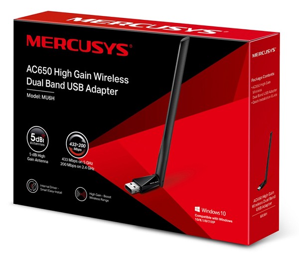 MERCUSYS ασύρματος USB αντάπτορας δικτύου MU6H, 650Mbps, 2.4/5GHz, V 1.0 MU6H