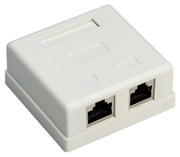 GOOBAY επιτοίχια πρίζα δικτύου 77635, 2 θύρες RJ45, CAT 6 STP, λευκή 77635