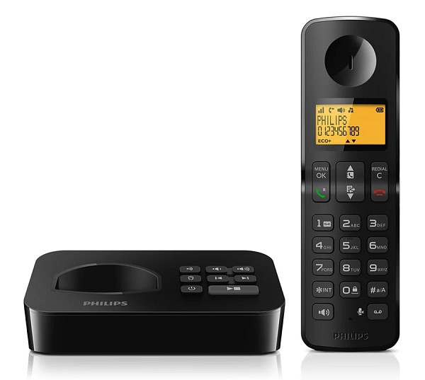 PHILIPS ασύρματο τηλέφωνο D2651B-34, με ελληνικό μενού, μαύρο D2651B-34
