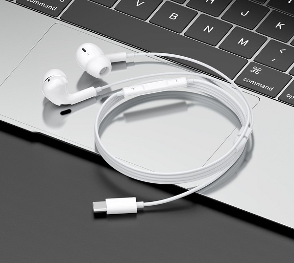 CELEBRAT earphones με μικρόφωνο E300, USB-C σύνδεση, Φ10mm, 1.2m, λευκά E300-WH