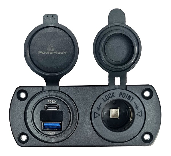 POWERTECH πρίζα 12V για σκάφη & οχήματα PTL-002, USB/USB-C, οθόνη, IP65 PTL-002
