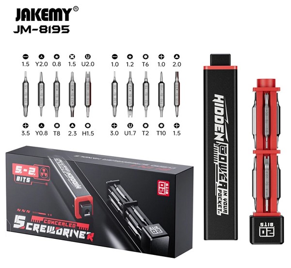 JAKEMY σετ κατσαβίδι ακριβείας JM-8195 με 10x δίπλες μύτες, μαγνητικό JM-8195