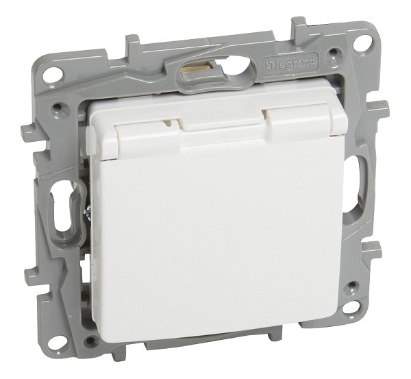 LEGRAND πρίζα 2Π+Τ με κάλυμμα 764532, λευκή 764532