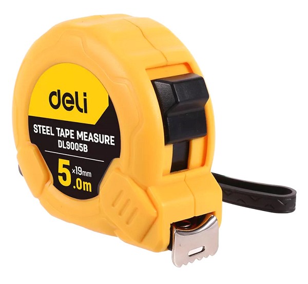 DELI μέτρο DL9005B, με κλείδωμα & clip ζώνης, 5m x 19mm DL9005B