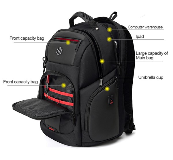 ARCTIC HUNTER τσάντα πλάτης B00341 με θήκη laptop 15.6, 30L, μαύρη B00341-BK