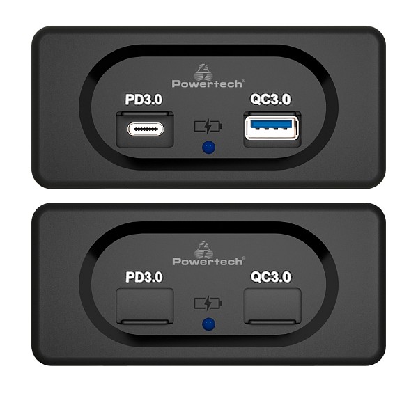 POWERTECH πρίζα USB για σκάφη & οχήματα PTL-008, USB & USB-C, 36W PTL-008