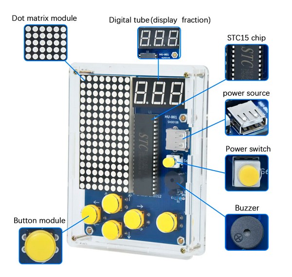 KEYESTUDIO 51 Microcontroller Game Boy 60720213 για Arduino, 4 παιχνίδια 60720213