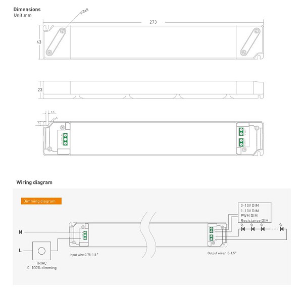 YSD τροφοδοτικό DC 100WUGP-12, 12VDC, 100W, 8.3A, IP20, dimmable YSD-100WUGP-12