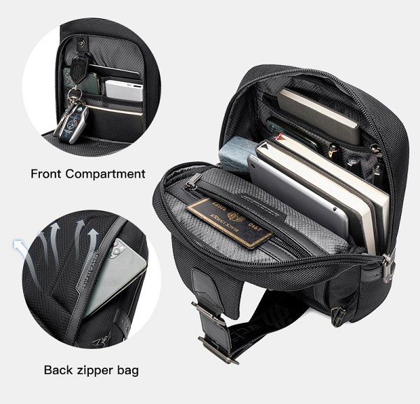 ARCTIC HUNTER τσάντα Crossbody XB00116 με θήκη για tablet, 7L, μαύρη XB00116-BK
