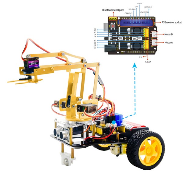 KEYESTUDIO 4DOF mechanical robot arm car kit KS0520, για Arduino KS0520