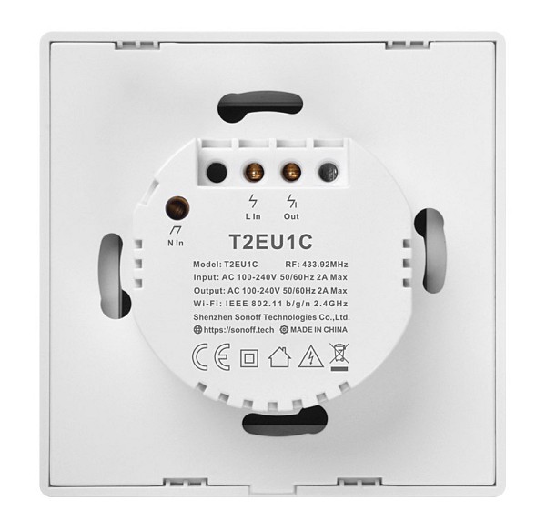 SONOFF smart διακόπτης ΤΧ-T2EU1C, αφής, Wi-Fi, μονός, λευκός TX-T2EU1C