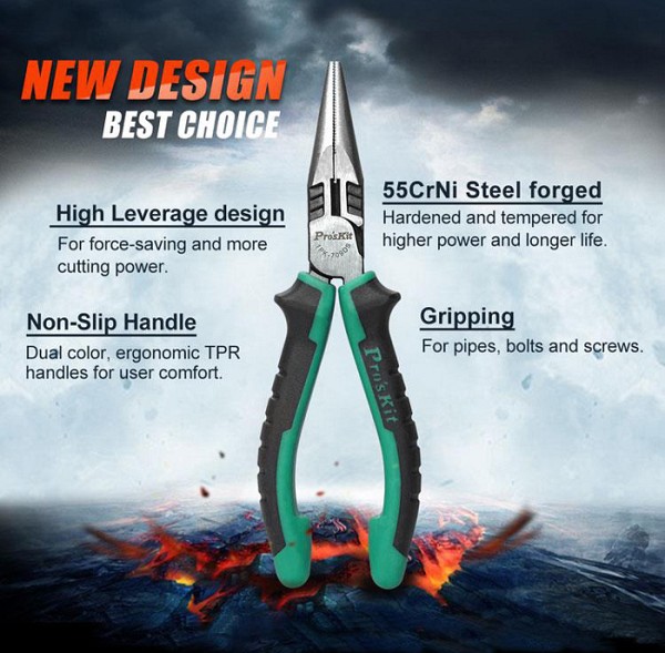 PROSKIT μυτοτσίμπιδο 1PK-709DS με αντιολισθητικές λαβές, 166mm 1PK-709DS