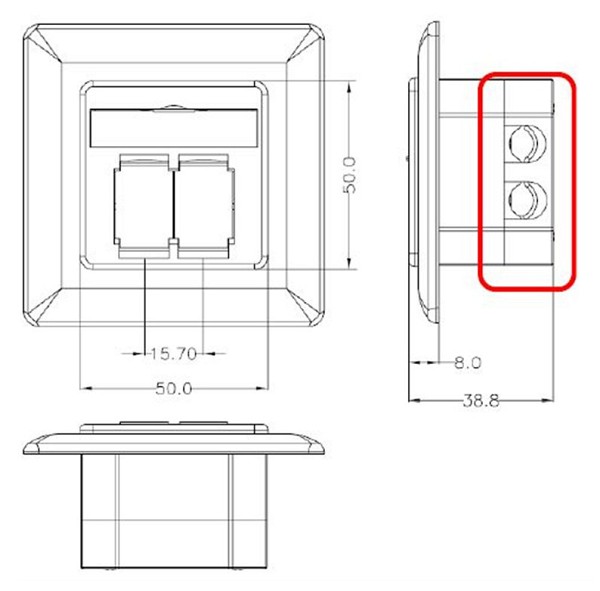 GOOBAY επιτοίχια πρίζα CAT 6a 68572, 2x RJ45, 80x80mm, λευκή 68572