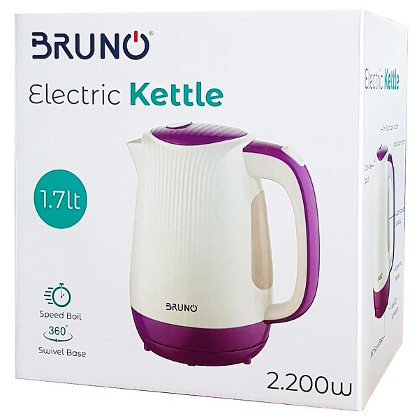BRUNO Ηλεκτρικός βραστήρας BRN-0001, 2200w, 1.7lt, βάση 360°, LED BRN-0001