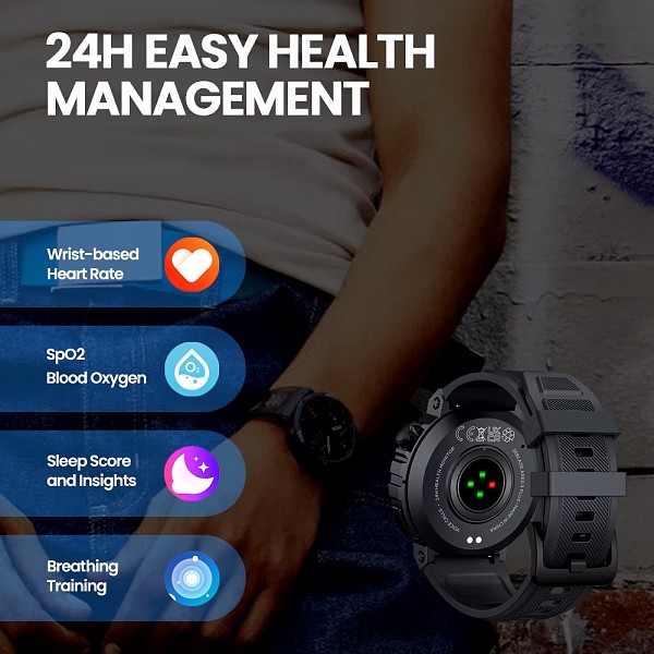 ZEBLAZE smartwatch Ares 3 Plus, heart rate, 1.43 AMOLED, IP68, μαύρο ARES3PLUS-BK
