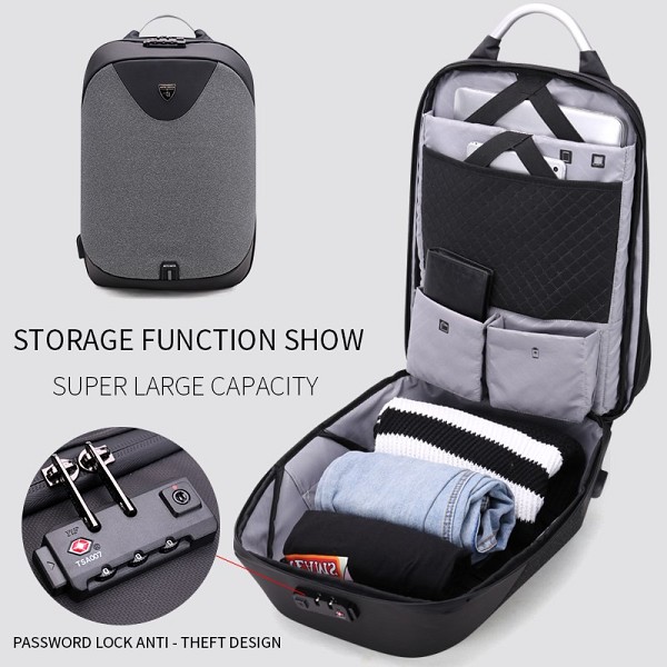 ARCTIC HUNTER τσάντα πλάτης B00208 με θήκη laptop 15.6, λουκέτο TSA, 24L, γκρι B00208-DG