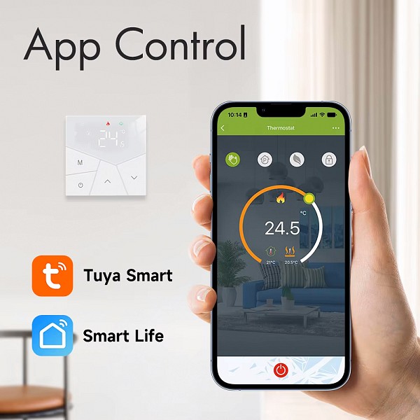 Smart θερμοστάτης χώρου BHT-15GBLW, πετρελαίου, WiFi, λευκός BHT-15GBLW