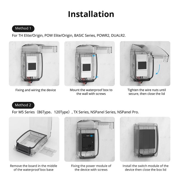SONOFF θήκη για smart διακόπτες BOX-R2, αδιάβροχη, διάφανη BOX-R2