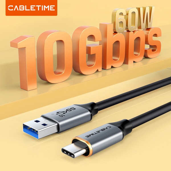 CABLETIME καλώδιο USB-C σε USB CT-AMCMG2, 60W, 10Gbps, 1.5m, μαύρο CT-AMCMG2-AG15