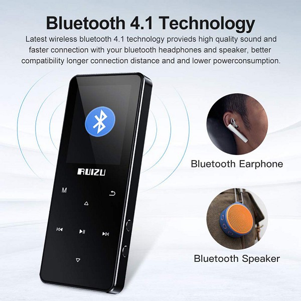 RUIZU MP3 player D51 με ηχείο, 1.8, 8GB, BT, ελληνικό μενού, μαύρο D51-8GB