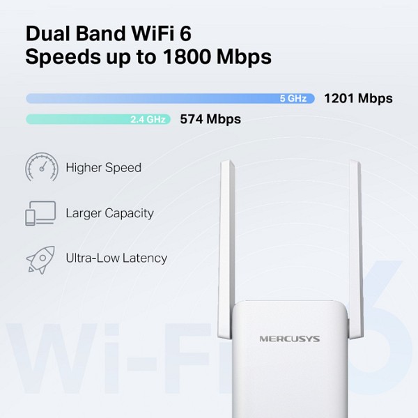 MERCUSYS range extender ME70X, Wi-Fi 6, 1800Mbps AX1800, Ver. 1.0 ME70X