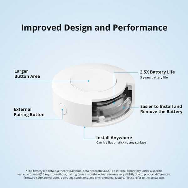 SONOFF smart διακόπτης SNZB-01P, μπαταρίας, Zigbee SNZB-01P